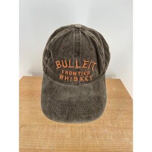 Bulleit Frontier Whiskey Hat Mens Brown Embroidered Snapback Baseball Cap Logo